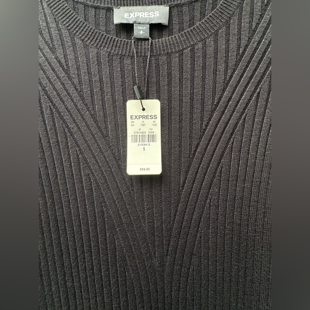 Express Black Ribbed Knit Dress - Picture 3 of 3